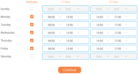 Configuración de jornada laboral